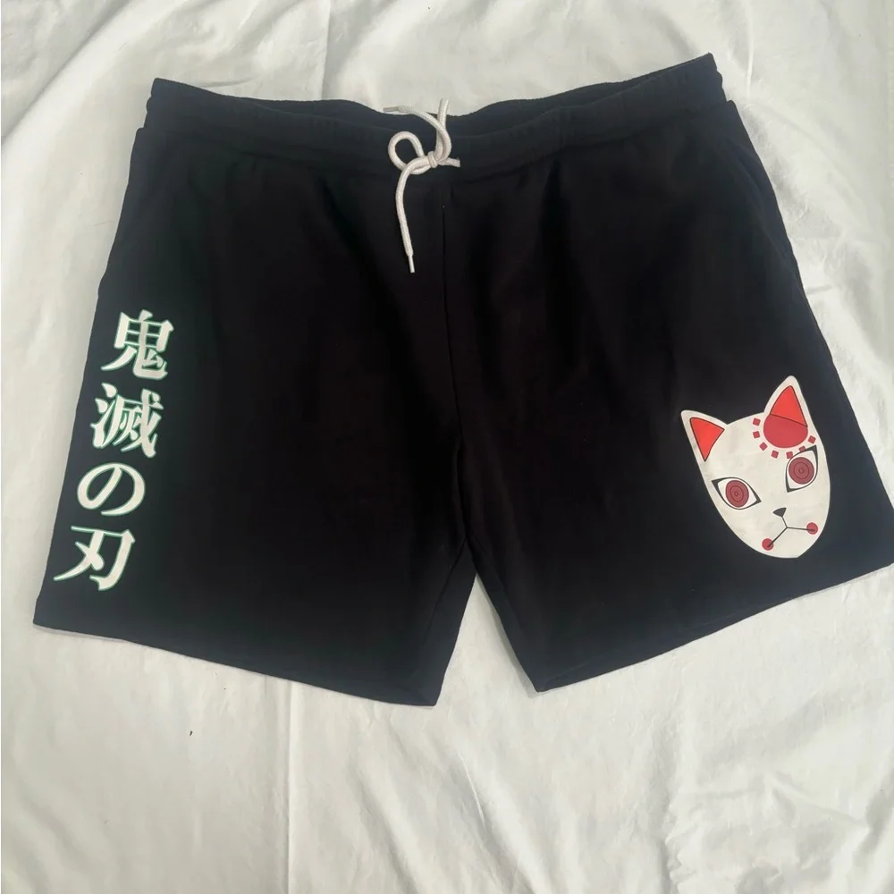 Demon Slayer Men’s Black Drawstring Graphic Shorts Size XXL 2XL (44/46)